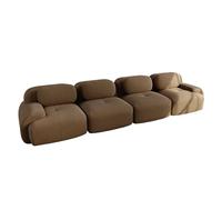 Canapé modulable 4 places en velours côtelé marron, sans montage, mousse 32D, design sans cadre