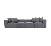 Canapé modulable 5 places en tissu chiné gris foncé KERRY