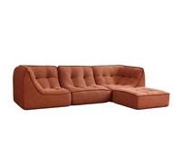 Canapé modulable avec pouf velours 260x165x70 cm 3 places terracotta Lizy, Oviala