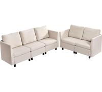 Canapé modulable, canapé modulable moderne 5 places avec rangement dissimulé, canapé modulable Cloud avec mousse à haut rebond, canapé confortable rembourré avec structure en bois massif pour salon, c