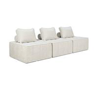 Canapé modulable compressé 3 places en tissu avec coussins 255 cm écru Tiby Oviala