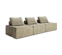 Canapé modulable compressé 3 places en tissu avec coussins 255cm taupe Tiby Oviala