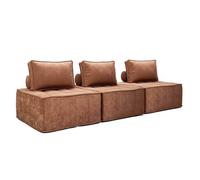 Canapé modulable compressé 3 places en tissu coussins 255cm terracotta Tiby Oviala
