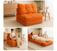 Canapé Modulable Convertible 1 Place en Velours Côtelé - Lit d’Appoint Pliable, Matelas de Sol Gain de Place Salon/Chambre/Gaming