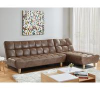 Canapé modulable convertible en microfibre vieillie ESTEBAN - Marron vintage