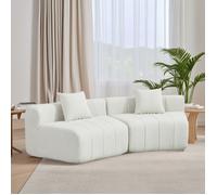Canapé Modulable Courbé 223x83,8x73,6 cm, Module Demi-Lune avec 2 Coussins, Mousse Compressée, Sans Montage, Tissu Chenille Doux