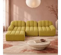 Canapé modulable d'angle 3 places avec ottoman jaune