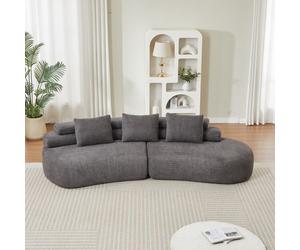 Canapé modulable en chenille forme demi-lune sans accoudoirs mousse gris anthracite