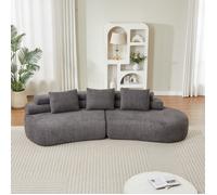 Canapé modulable - ZEVKOR - forme demi-lune - 2 places - chenille gris anthracite - mousse