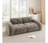 Canapé Modulaire 2 Places Sans Cadre, Mousse 32D Haute Densité, Salon, Tissu Chenille Doux, Antidérapant, Sans Montage, Marron