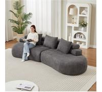 Canapé modulaire 3 pièces demi-lune sans accoudoirs, modules libres, mousse compressée, chenille gris anthracite - UVRION