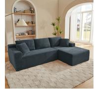 Canapé modulaire 3 places avec méridienne, coussins amovibles, mousse à mémoire de forme, gris foncé - UVRION