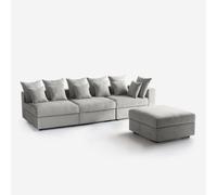 Canapé modulaire 3 places d'angle avec coussins et pouf Cortina B DX - Argent