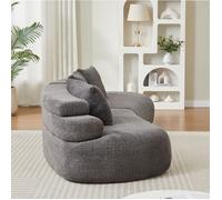 Canapé Modulaire 3 Places Demi-Lune Sans Accoudoirs - BEAUNIV - Modules Reconfigurables, Chenille Gris Anthracite
