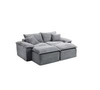 Canapé Modulaire 3 Places en Velours Côtelé Gris - Confort Haute Densité, Design Ergonomique & Flexible pour Salon