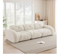 Canapé Modulaire 3 Places sans Cadre, Mousse 32D Monobloc - TCQPZ - Configuration Flexible, Chenille Blanc