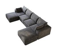Canapé modulaire 340 cm gris foncé en tissu avec soutien intégral en mousse