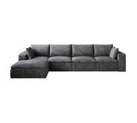 Canapé modulaire 340 cm gris foncé en tissu avec soutien mousse