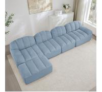 Canapé modulaire 4 places - 1 ottoman - Forme coquille - Mousse haute densité 32D - Assise profonde - Velours côtelé