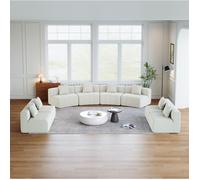 Canapé modulaire 8 places courbé avec 2 coussins sans montage design arrondi en chenille beige - UVRION