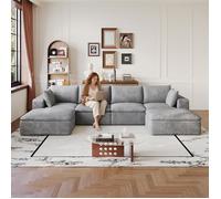Canapé Modulaire avec Assises Déhoussables et Soutien en Mousse - TCQPZ - Sans Montage, Tissu Gris