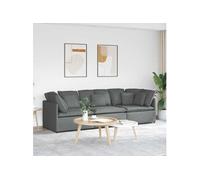 vidaXL Canapé modulaire avec coussins en tissu gris foncé, canapé sectionnel, canapé moderne, canapé familial, canapé 3321268