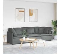 vidaXL Canapé modulaire avec coussins en tissu gris foncé, canapé sectionnel, canapé moderne, canapé familial, canapé 3321268