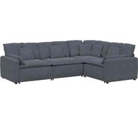 Canapé modulaire avec coussins en velours gris foncé