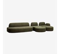 Canapé modulaire avec méridienne droite en 3 pièces comprenant un module d'angle et un pouf tapissé Giorgia