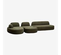 Canapé modulaire avec méridienne gauche en 3 pièces avec module d'angle et pouf rembourré Giorgia