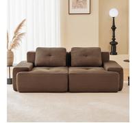 Canapé modulaire Boneless velours 2 places,Canapé moderne pour salon avec siège bas,mousse 32D haute élasticité Canapé,marron Sofa