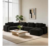Canapé modulaire - Cloud - 4 places - Velours côtelé noir - Mousse 32D