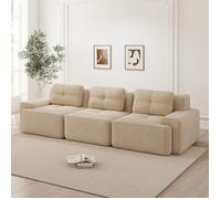 Canapé Modulaire Cloud sans Structure, Canapé d'Angle Géant en Velours Côtelé, 3 Places Assise Profonde, Salon, Beige, Sans Montag