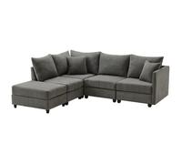 Canapé Modulaire d'angle 5 Places en U avec Repose-pieds Convertible, Idéal Grand Salon Appartement,Gris