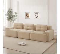 Canapé Modulaire Désossé Beige 3 Places - Velours Côtelé, Convertible, Assise Profonde 32D, Antidérapant, Sans Montage CANAPE