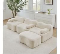 Canapé modulaire en velours - 3 places - Forme en L - Ottomane incluse - Mousse haute densité 32D - 288x167x70 cm