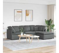 vidaXL Modulaire bank met voetenbank en kussens stof donkergrijs3321298 Gris G