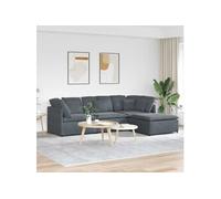 Canapé modulaire et repose pieds et coussins velours gris foncé