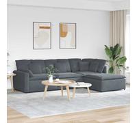 Canapé modulaire et repose-pieds et coussins velours gris foncé vidaXL