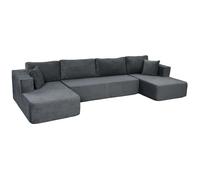 Canapé modulaire - HOMCOM - 4 places, 2 méridiennes, canapé 2 places, 6 coussins - velours côtelé - 369 x 152 x 78 cm - gris