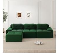 Canapé modulaire - KOMHTOM - Cloud L - 3 places - velours côtelé vert - angle réversible