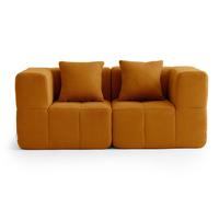 Canapé modulaire MILYSOFA SOFABULOUS, modèle droit, 2 places, tissu bouclé raffiné, brun cannelle