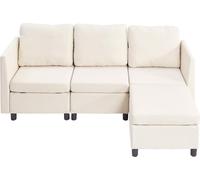 Canapé modulaire sectionnel, canapé modulaire 3 places avec rangement dissimulé, canapé sectionnel Cloud avec pouf et mousse à haut rebond, canapé rembourré avec structure en bois massif pour salon, c