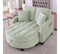 Canapé multifonctionnel Sweiko, canapé-lit 2 en 1, tabouret de rangement, tissu respirant à bonne affinité cutanée, bois d'eucalyptus écologique, petit salon,salle d'étude,chambre à coucher,Cyan