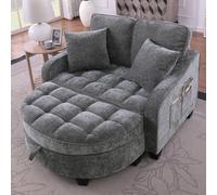Canapé multifonctionnel Sweiko, canapé-lit 2 en 1, tabouret de rangement, tissu respirant à bonne affinité cutanée, bois d'eucalyptus écologique, petit salon,salle d'étude,chambre à coucher,Dark Gray