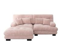 Canapé multifonctionnel, UWOT, canapé deux places en chenille avec deux coussins lombaires et deux coussins de dossier, accoudoirs et repose-pieds, rose Rose