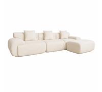 Canapé nuage compressé modulable en tissu chenille beige 4-5 places SHEFFIELD