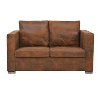 Canapé - OMABETA - M14062 - 2 places - Cuir daim artificiel - Vintage - Marron