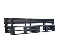 vidaXL Canapé-palette de jardin 2 places noir bois