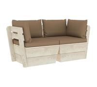 vidaXL Canapé de jardin en palettes 2 places Bois d'épicéa avec coussins